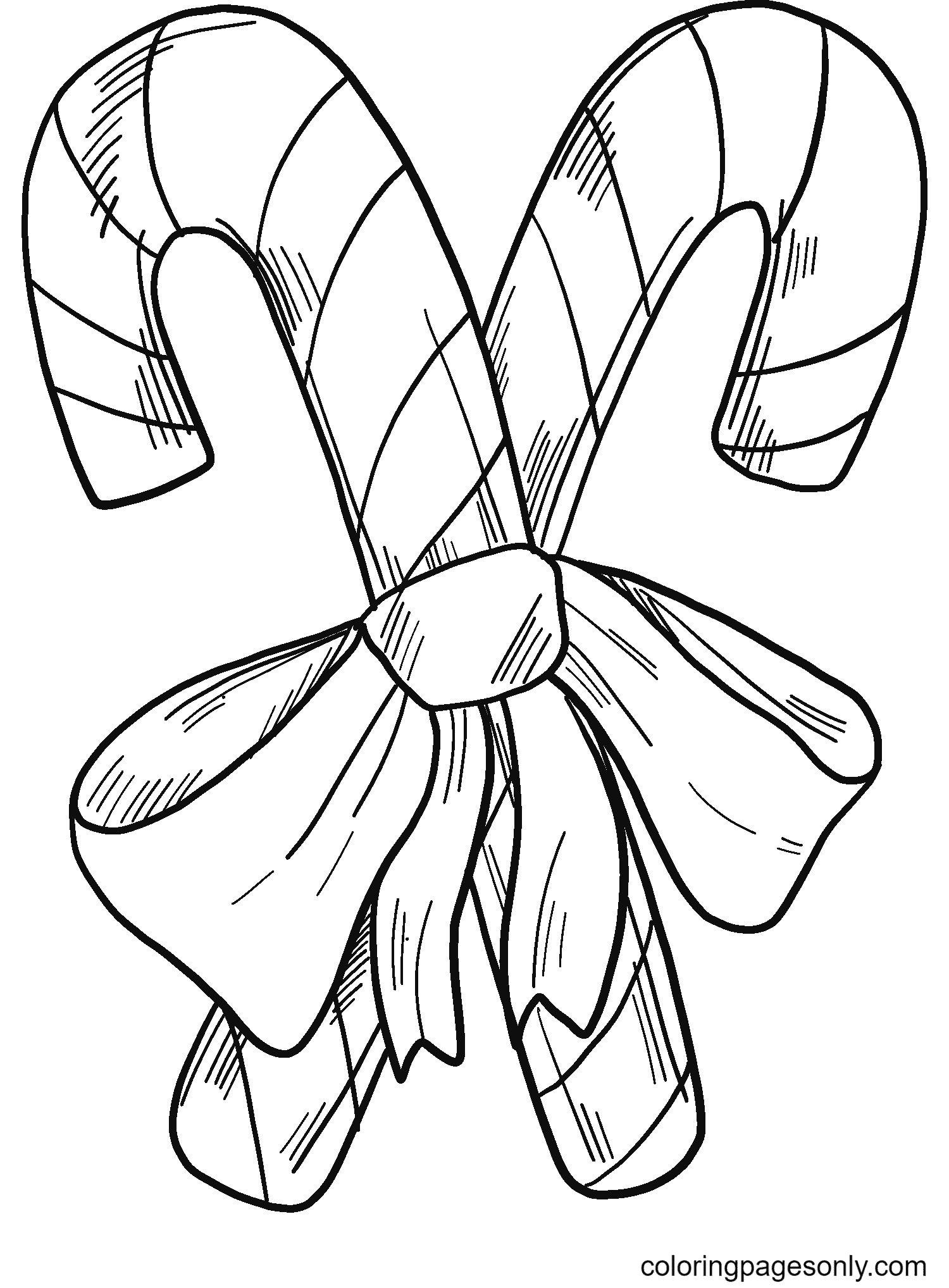 Candy Canes Free Coloring Page