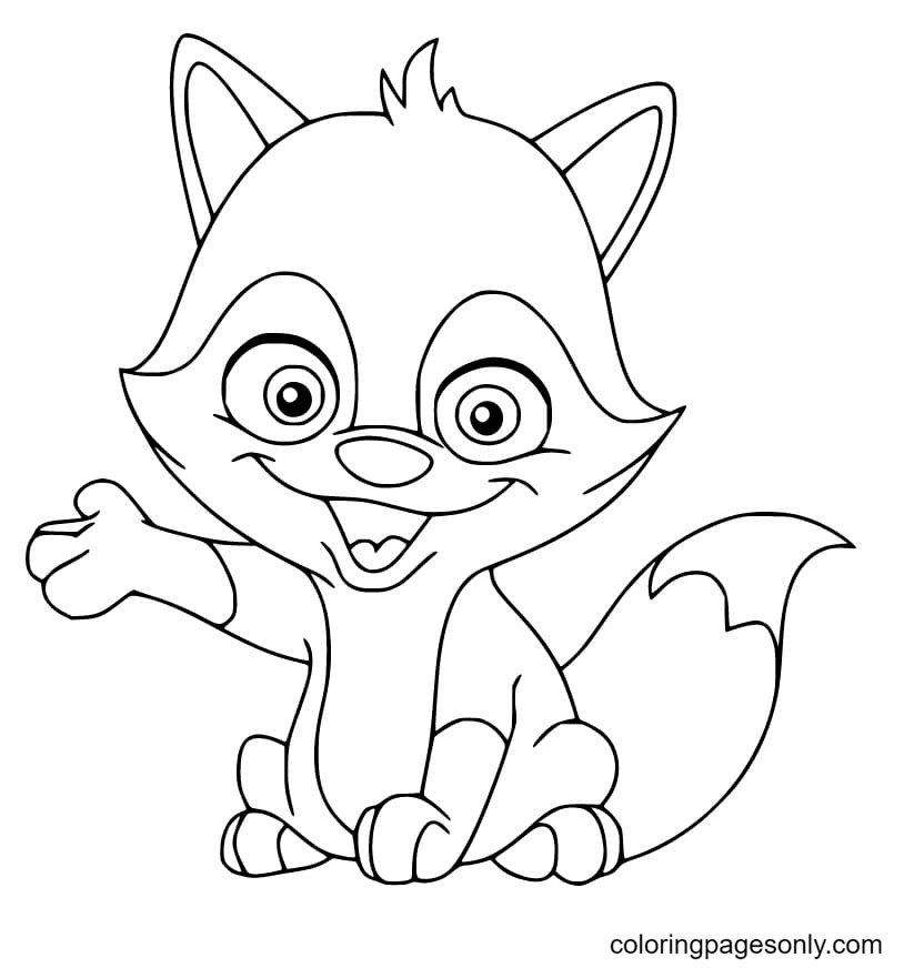 Cartoon Cute Fox Coloring Page