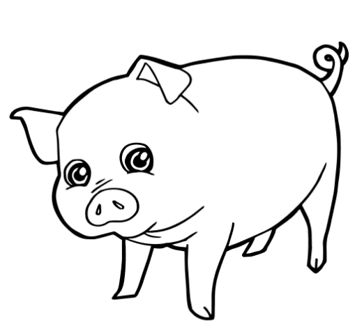 Cartoon Cute Pig Coloring Page