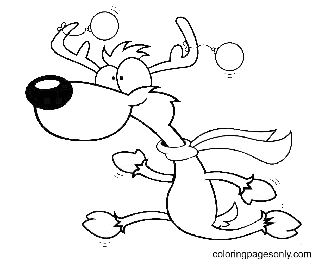 Renne de dessin animé fuyant un renne
