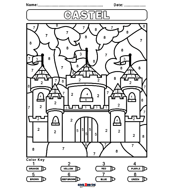 Castel Color by Number Coloring Pages