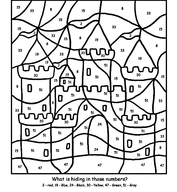 Castle Color by Big Numbers Coloring Pages