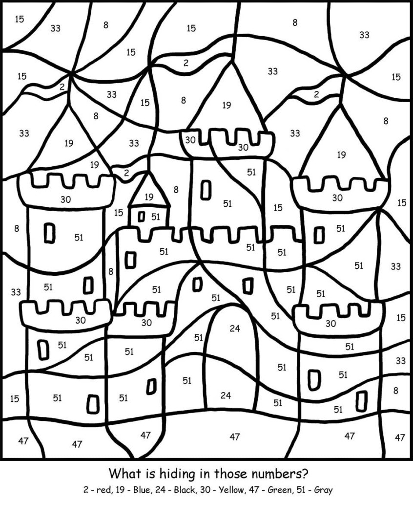 Castle Color by Big Numbers Coloring Page