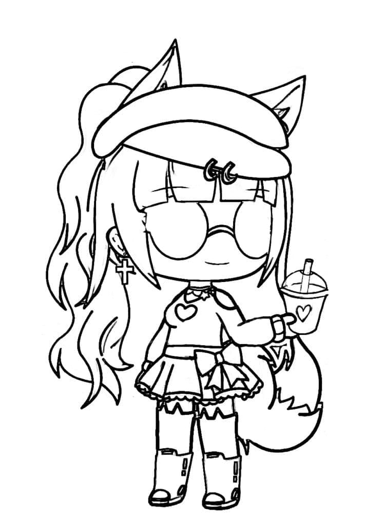 Cat girl Gacha Life Coloring Pages