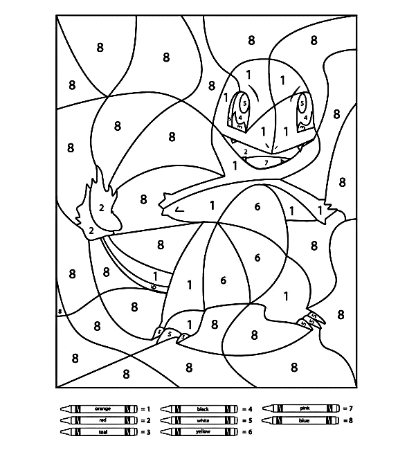 Charmander Color By Number Coloring Page
