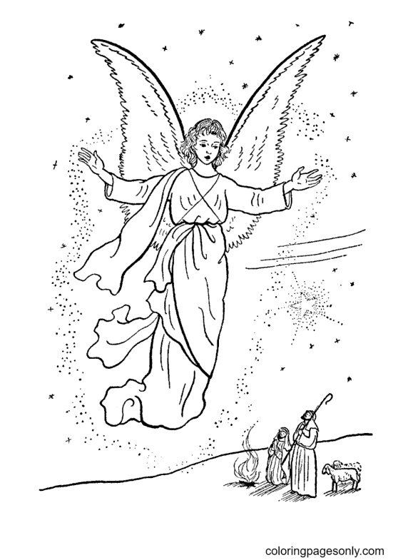 Рождественский ангел Бесплатная распечатка от Рождественских ангелов
