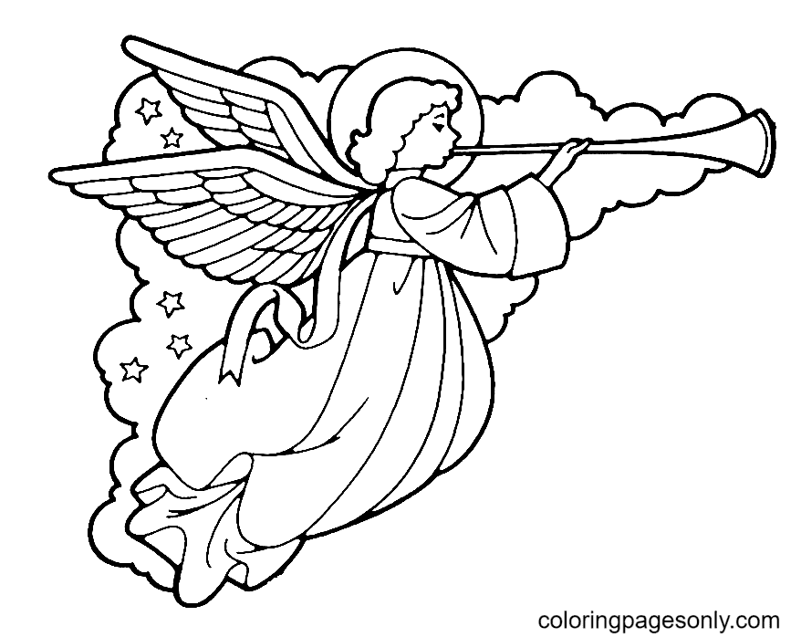 Christmas Angels Printable Coloring Pages