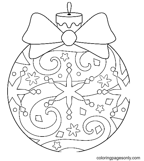 Christmas Ball With Bow Coloring Page