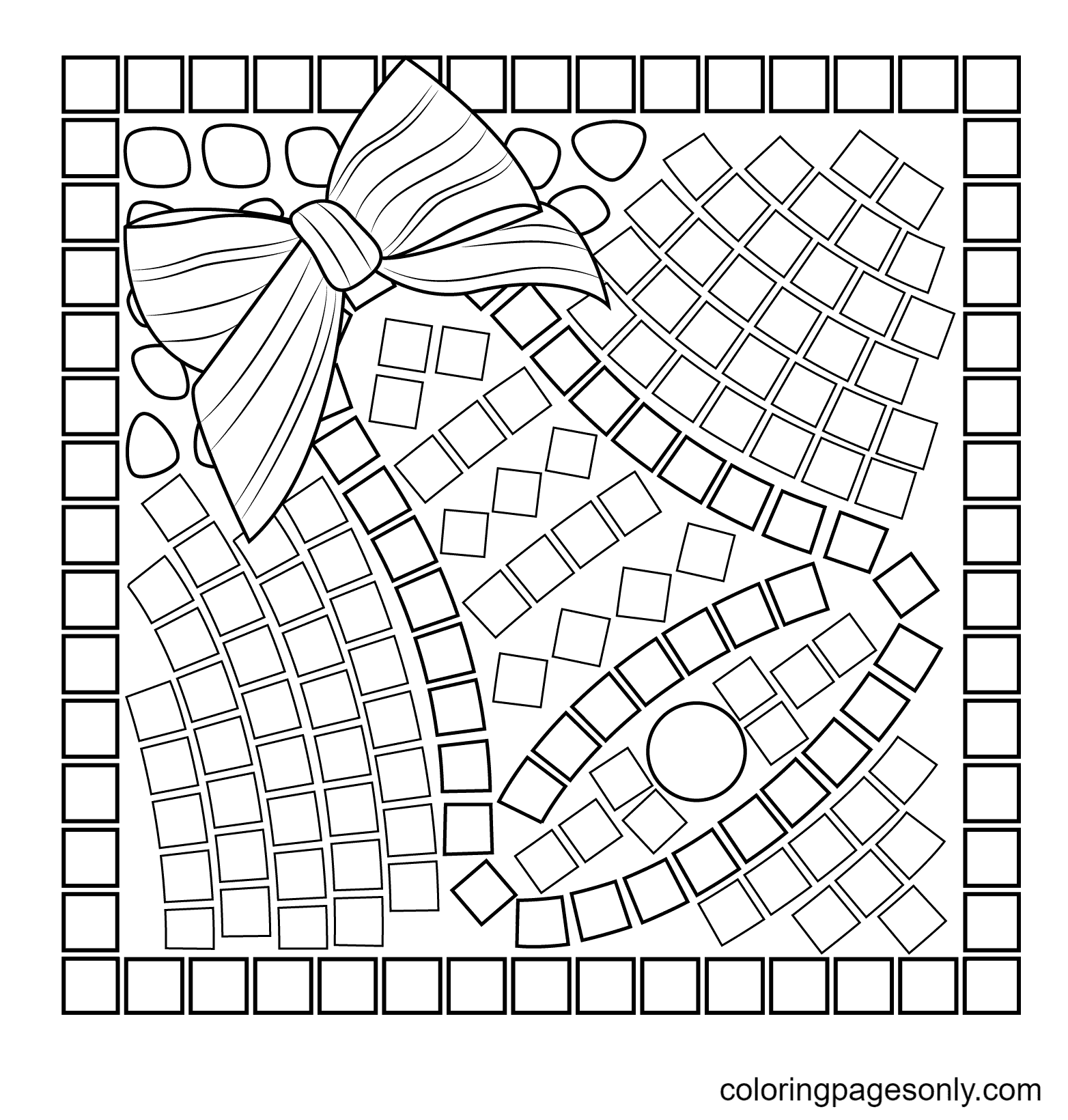 Christmas Bell Mosaic Coloring Pages