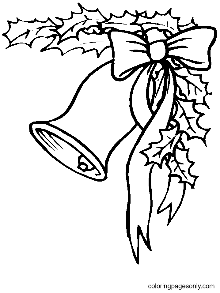 Christmas Bell with Bow Coloring Pages