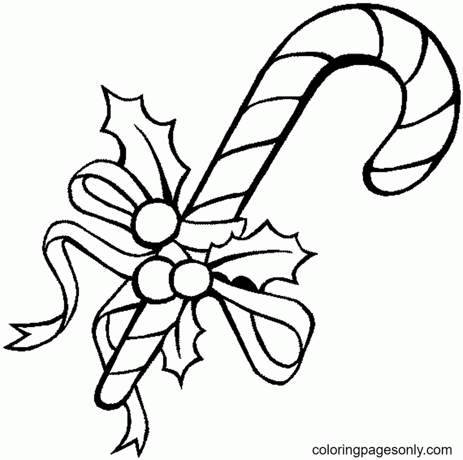 Christmas Candy Cane Free Coloring Page