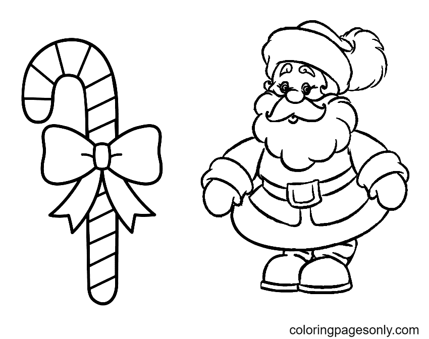 Bastón de caramelo navideño y Papá Noel de Bastón de caramelo navideño