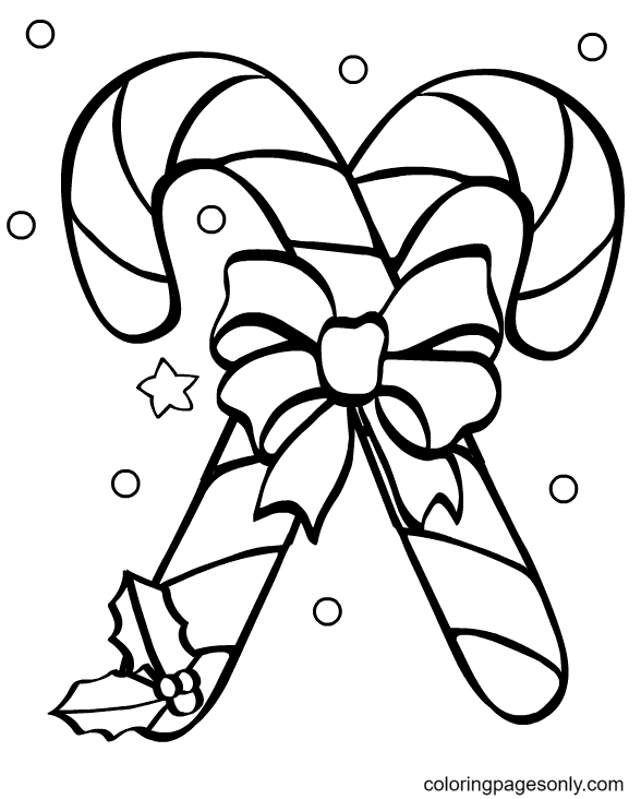 Christmas Candy Canes Free Printable Coloring Page