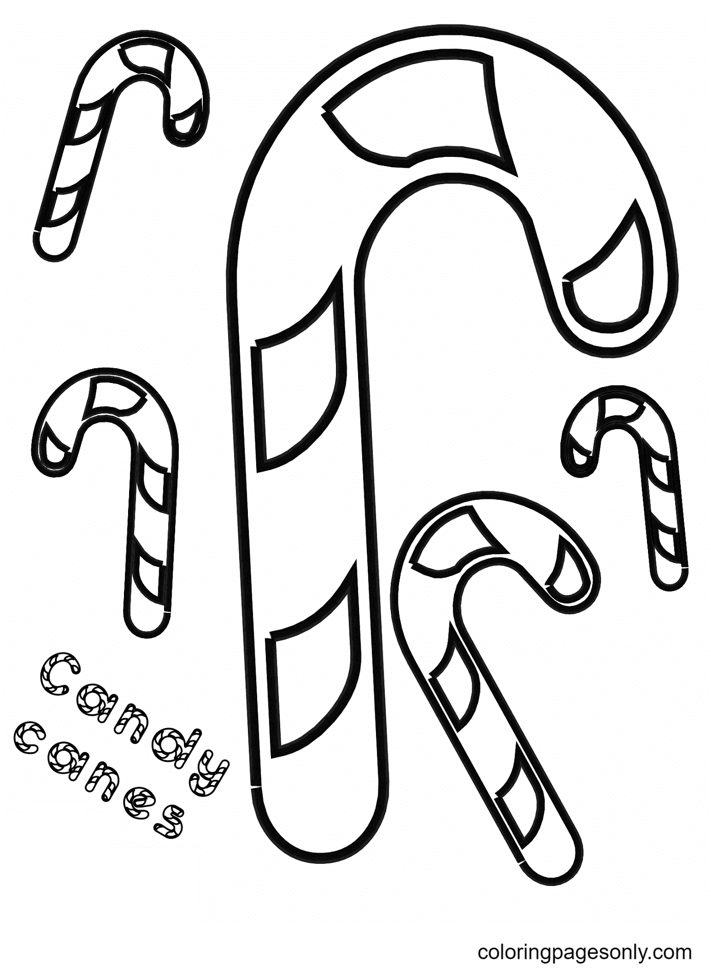 Christmas Candy Canes Printable Coloring Pages