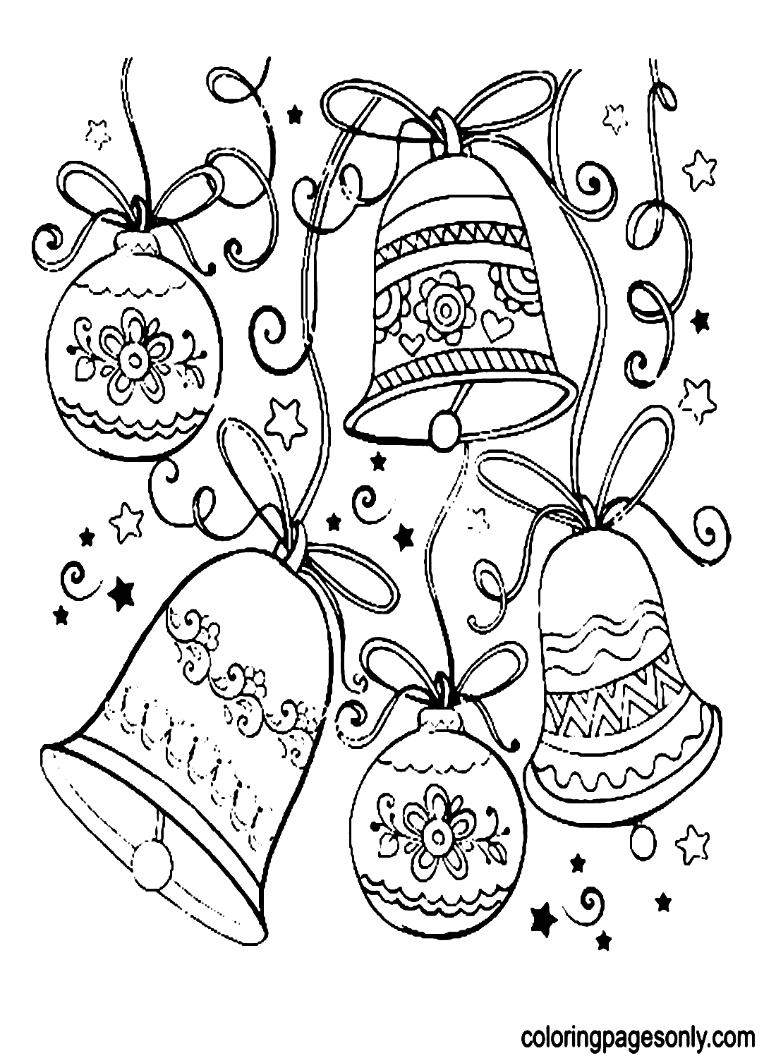Christmas Decorations Bells and Balls Coloring Pages