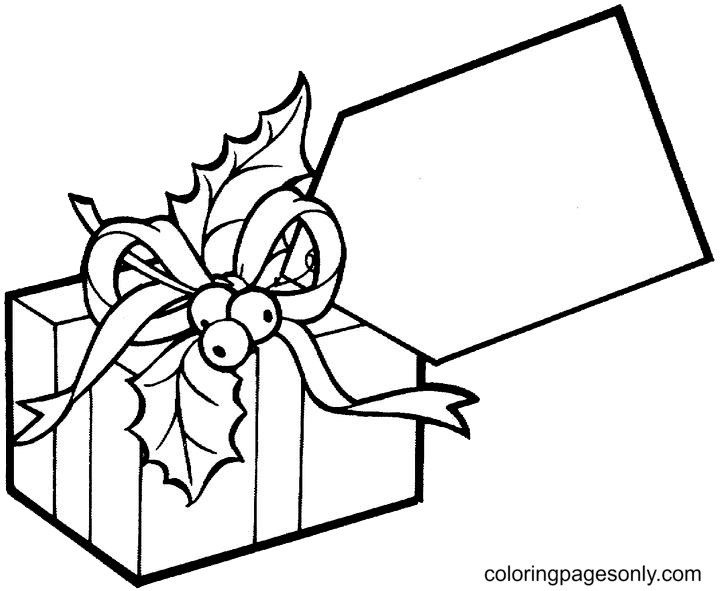 Christmas Gift with Card Coloring Page
