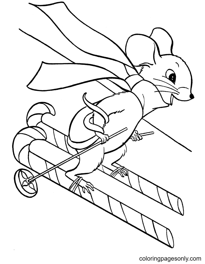 Christmas Mouse Coloring Page