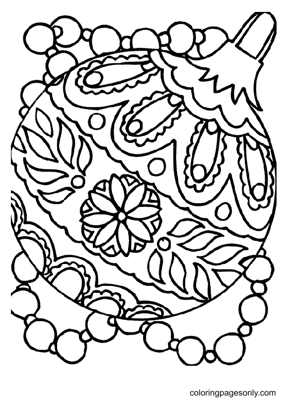 Christmas Ornament And Beads Coloring Page