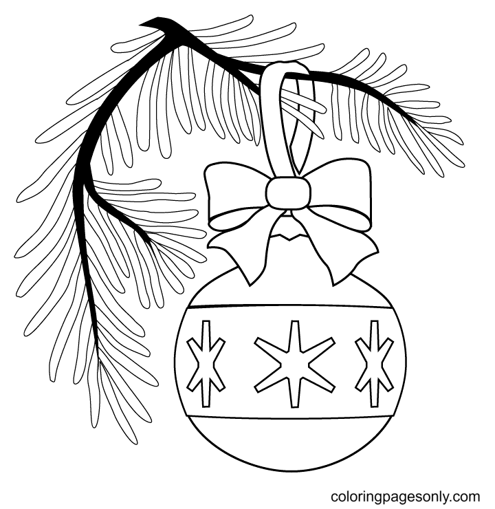 Christmas Ornament On Tree Coloring Page