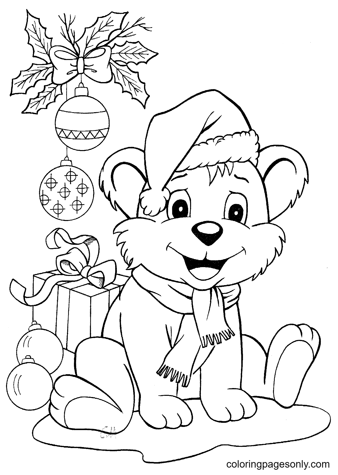 Christmas Puppy Coloring Pages   Christmas Animals Coloring Pages ...