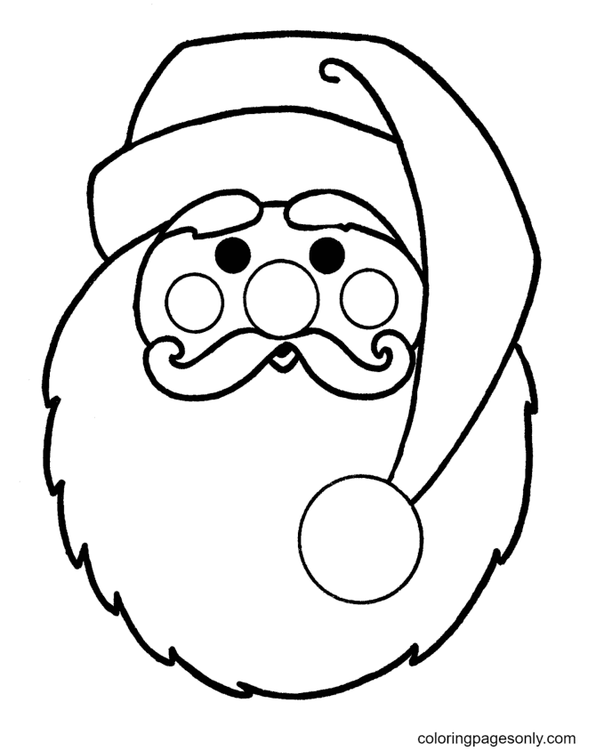 Christmas Santa Claus Face Coloring Page