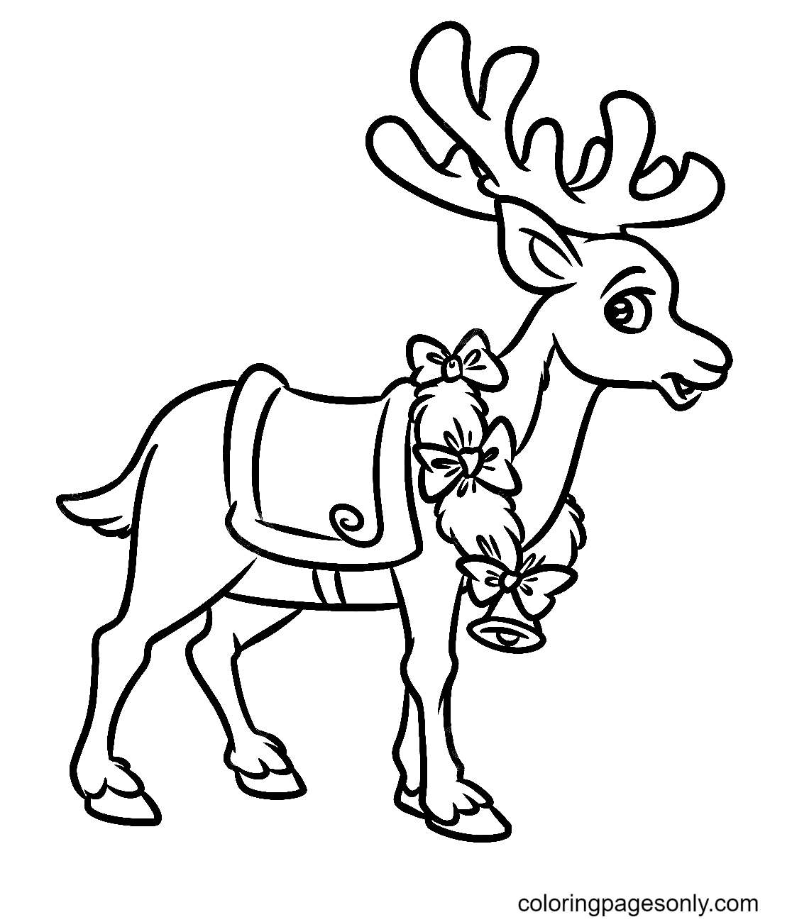 Christmas Santa Reindeer Coloring Page