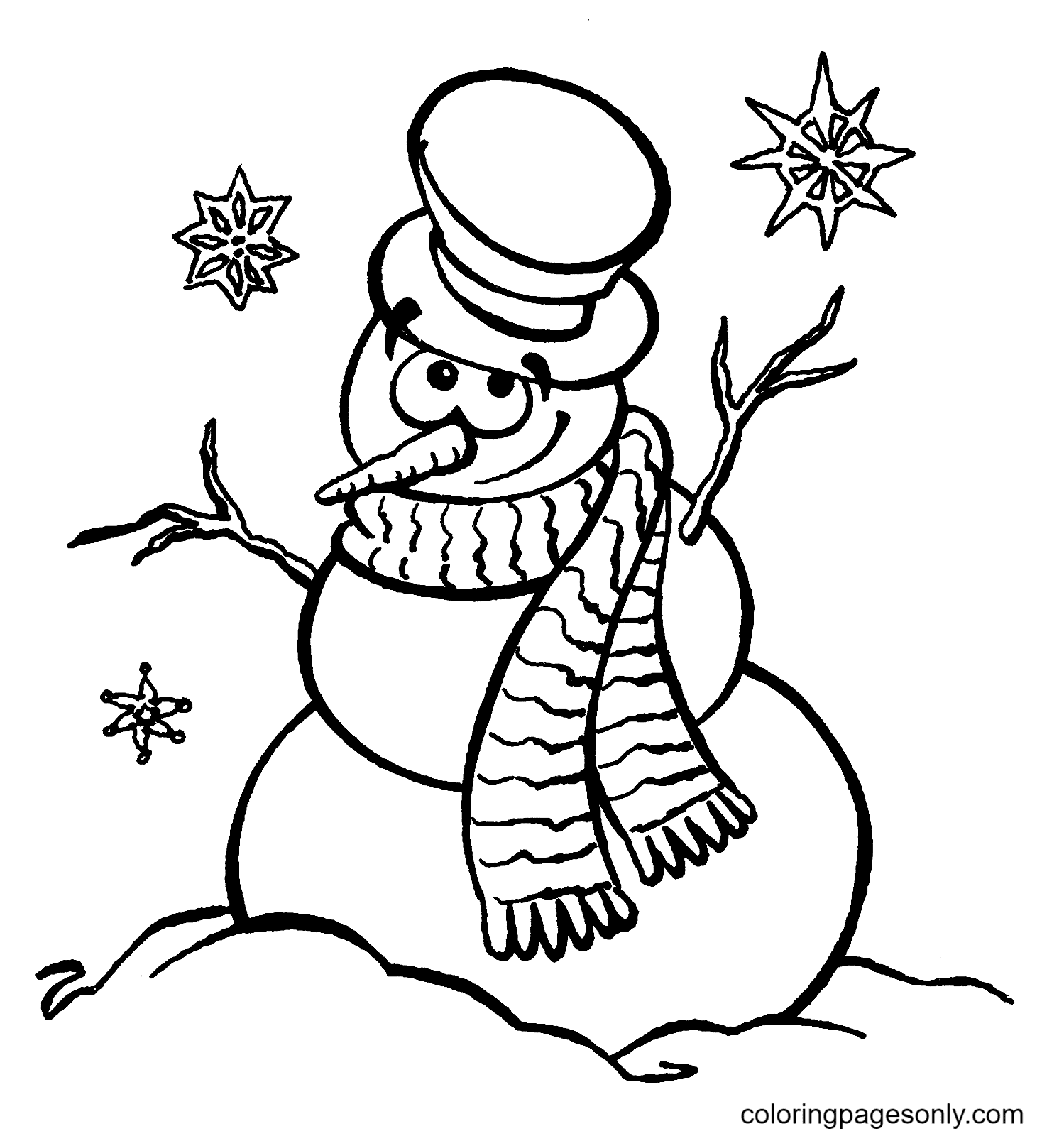 رجل ثلج عيد الميلاد ورقاقات الثلج من رجل الثلج