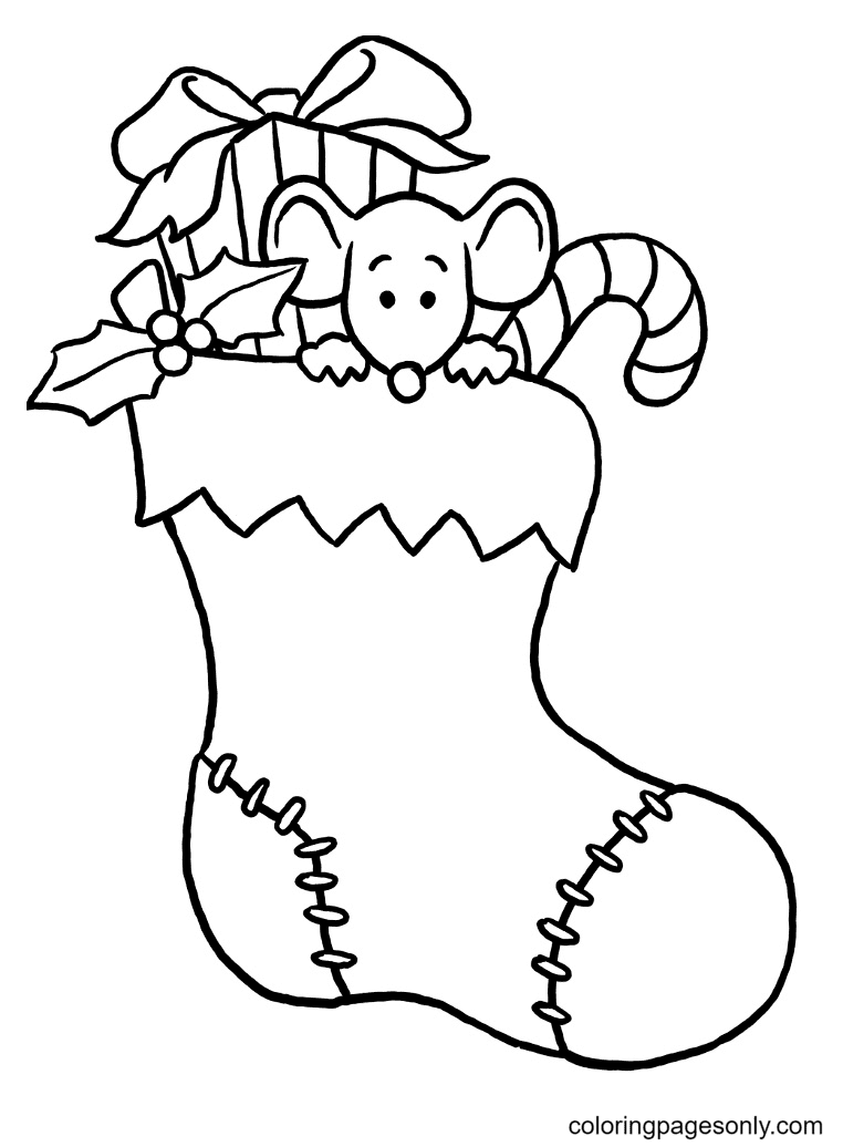 Christmas Stocking With Toys Coloring Page