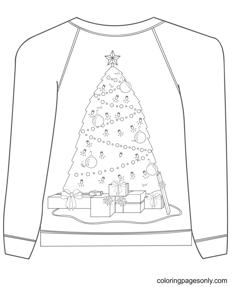Christmas Tree Sweater Coloring Pages