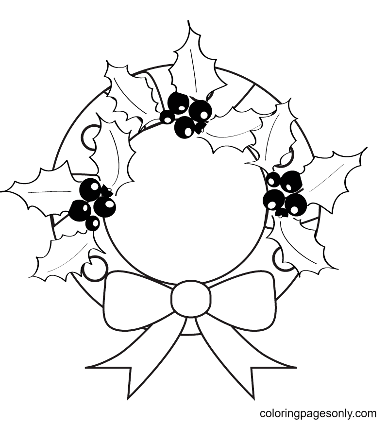 Christmas Wreath Printable Coloring Page