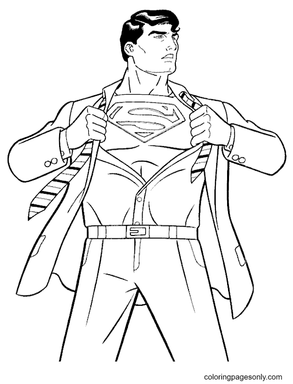 Desenho para colorir da transformação de Clark Kent