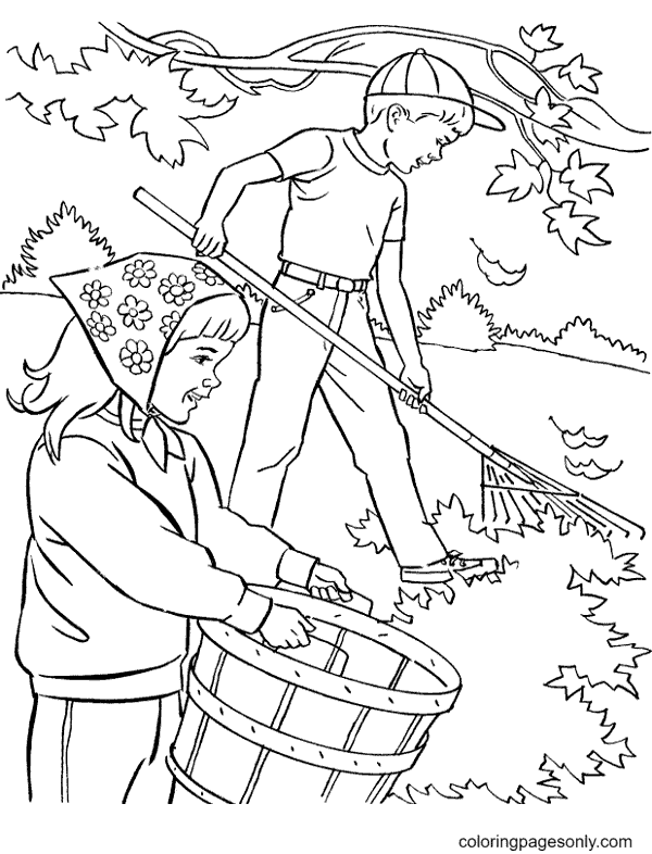 Cleanup in the Garden Coloring Page