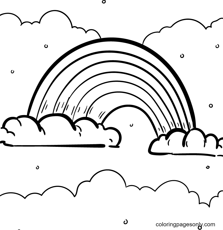 Cloud with Rainbow Coloring Page