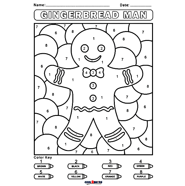 Color by Number Gingerbread Man Coloring Page