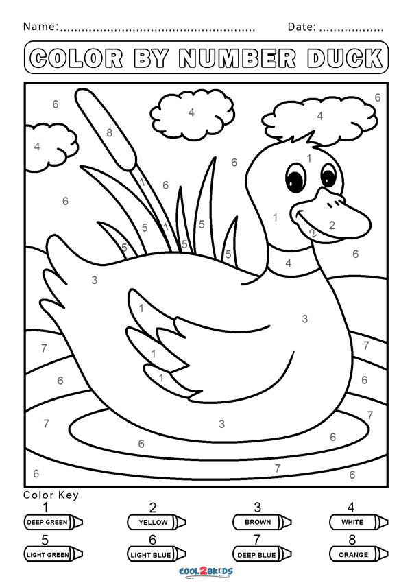 Color by Number Duck Coloring Page