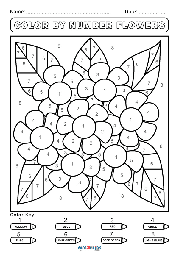 Color by Number Flowers Coloring Pages