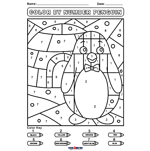 Color by Number Penguin Coloring Page