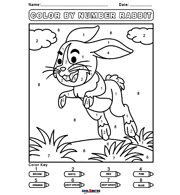 Color by Number Rabbit Coloring Pages
