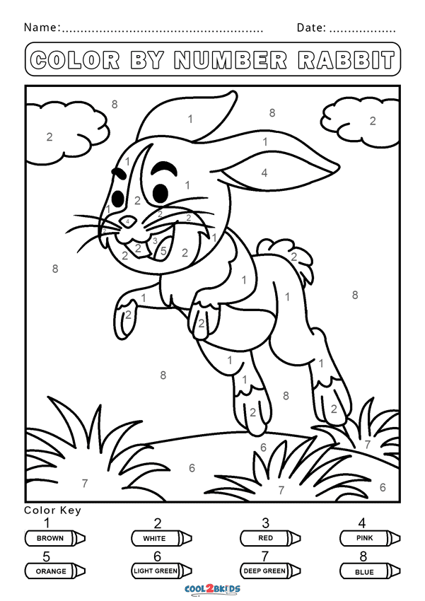 Color By Number Rabbit Coloring Pages