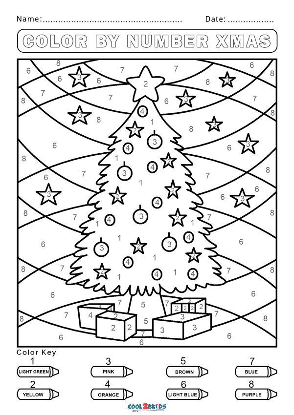 Color by Number Xmas Coloring Page - Free Printable Coloring Pages