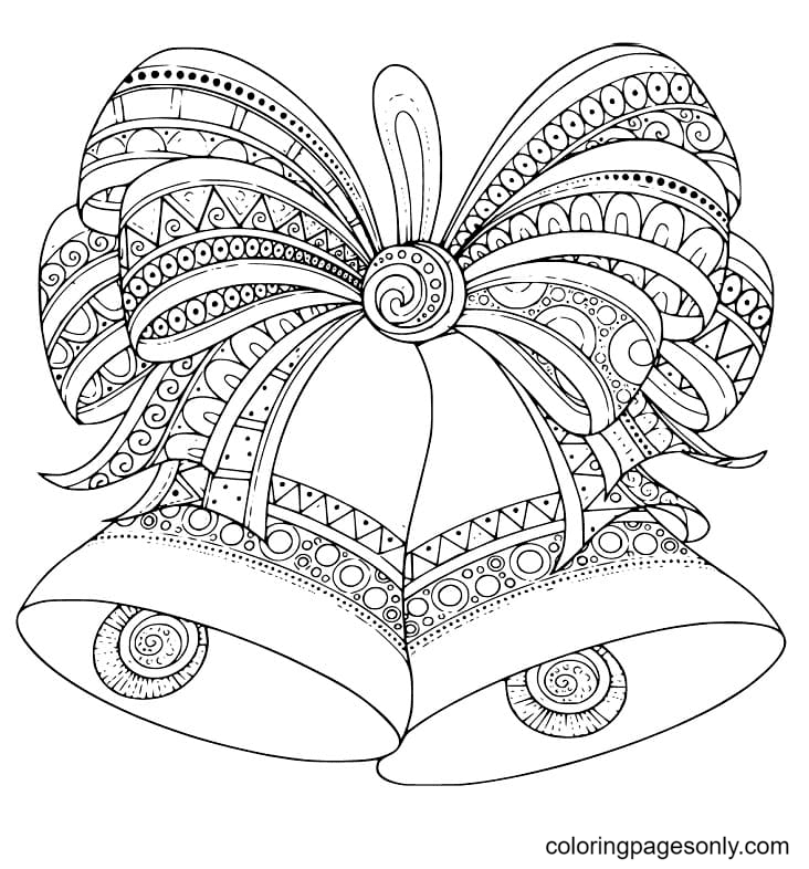 Complex Christmas Bells Coloring Page
