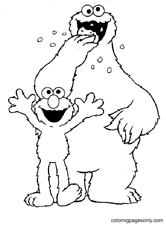 Cookie Monster And Elmo Coloring Page
