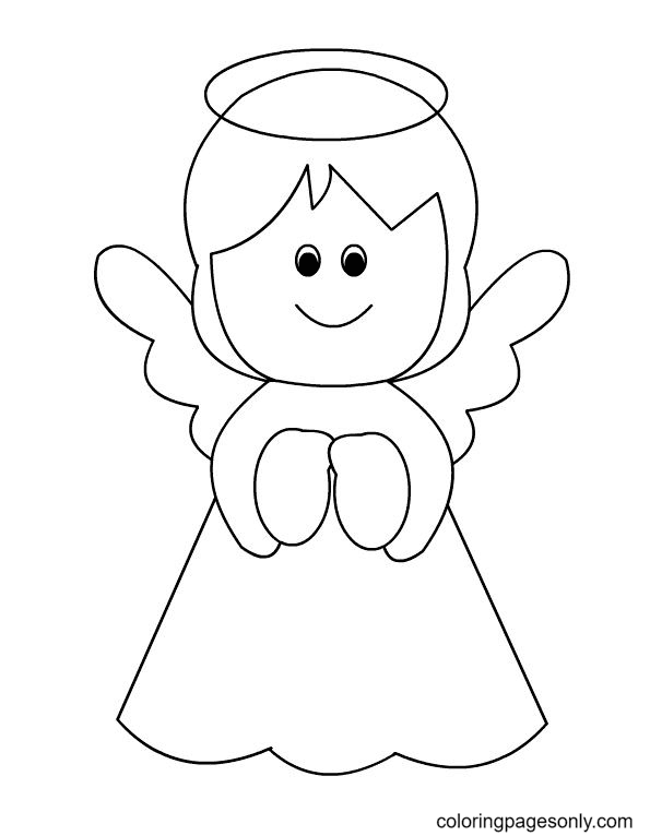 Cute Angel Christmas Coloring Page