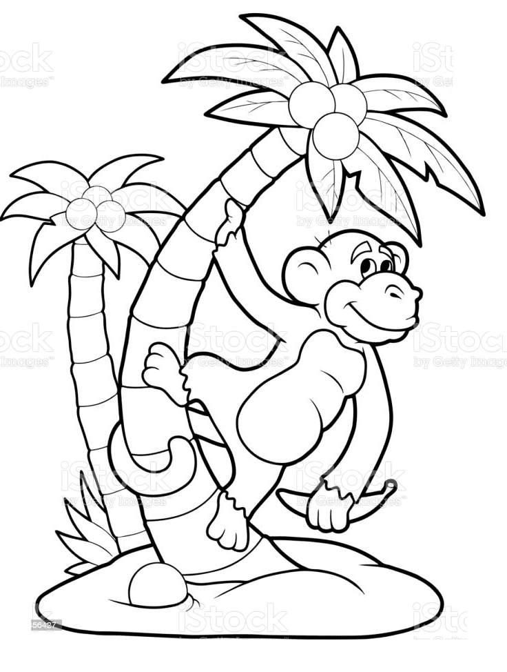 Cute Baby Monkey Coloring Pages - Monkey Coloring Pages - Coloring Pages  For Kids And Adults