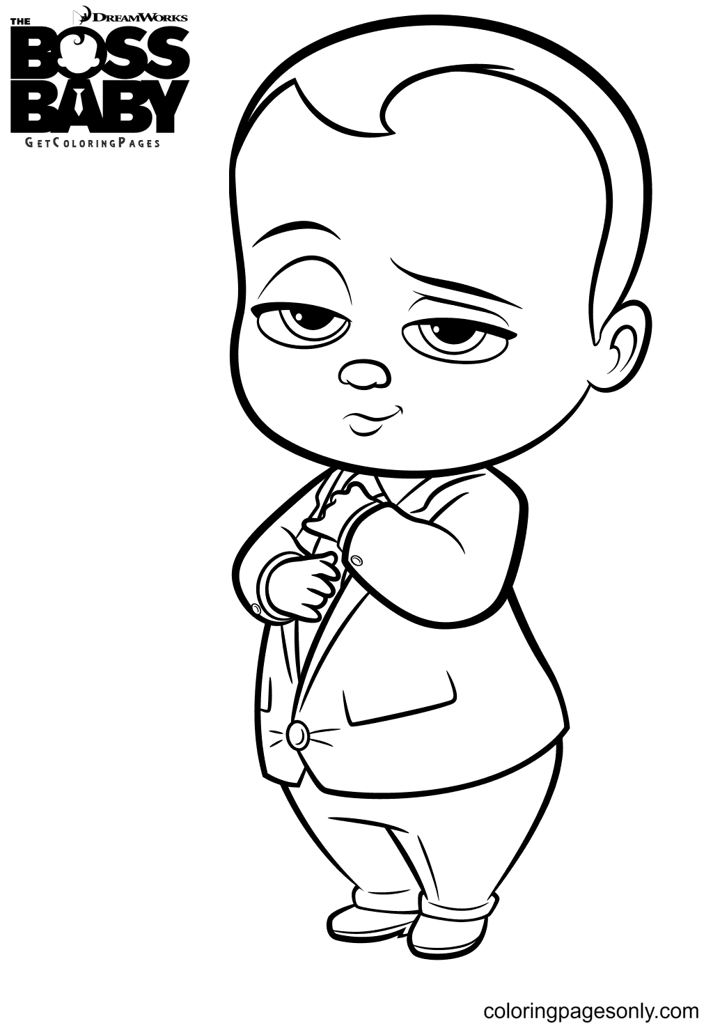 Cute Boss Baby in Suit Coloring Page