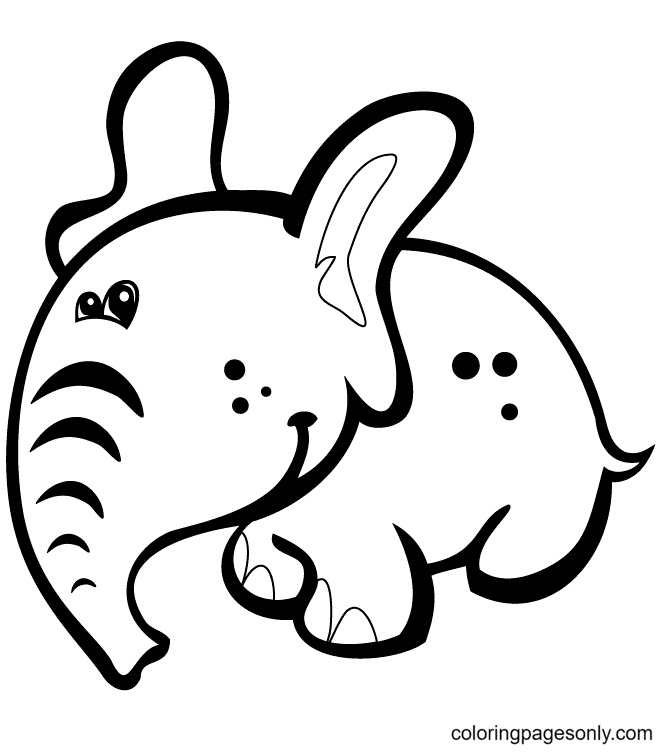 Cute Cartoon Baby Elephant Coloring Pages