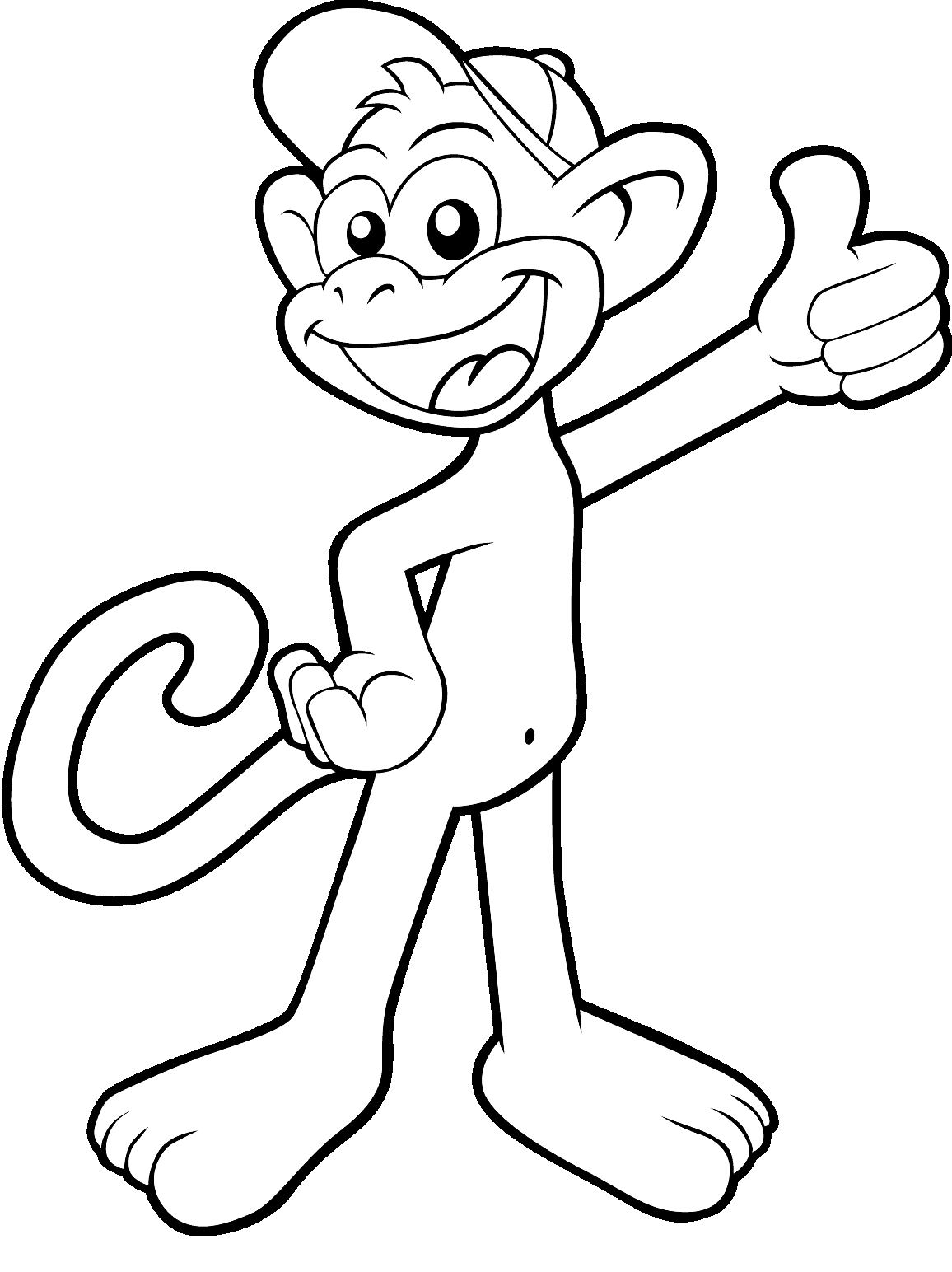 Cute Cartoon Monkey Coloring Page