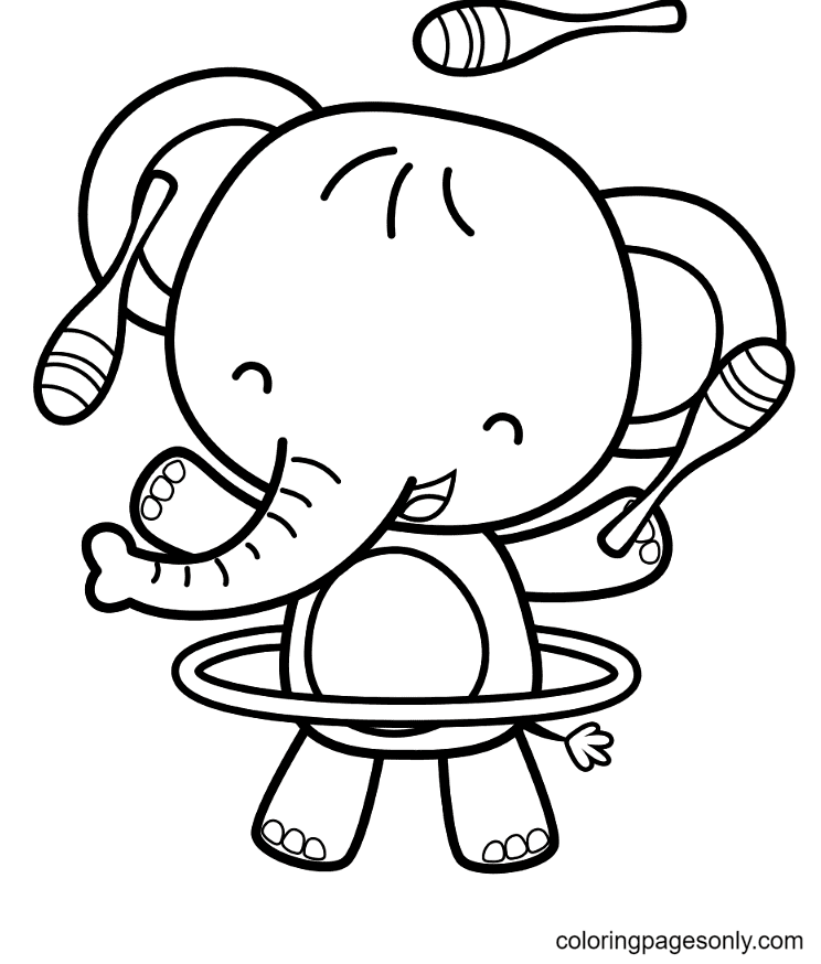 Cute Elephant Free Coloring Pages