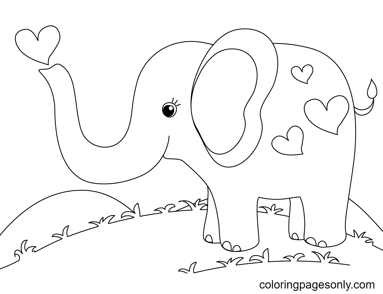 Cute Little Elephant Coloring Page