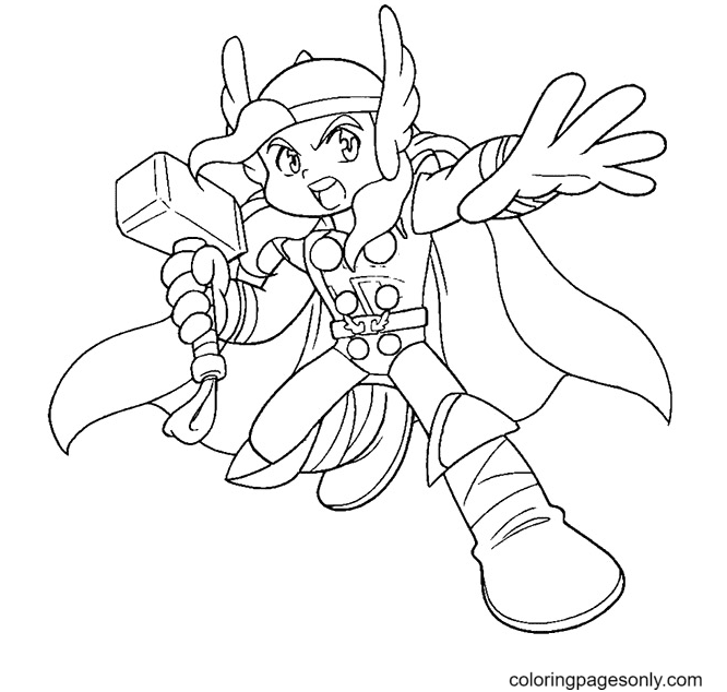 Cute Little Thor Coloring Page